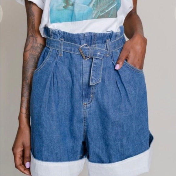 RACHEL COMEY IROLO DENIM PAPER BAG SHORTS - Picture 3 of 11